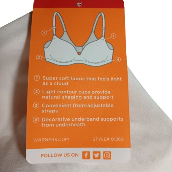 Warner's Womens Cloud 9® Wire-Free Bra Style 1269 Color White Size 32B NWT - Picture 6 of 8